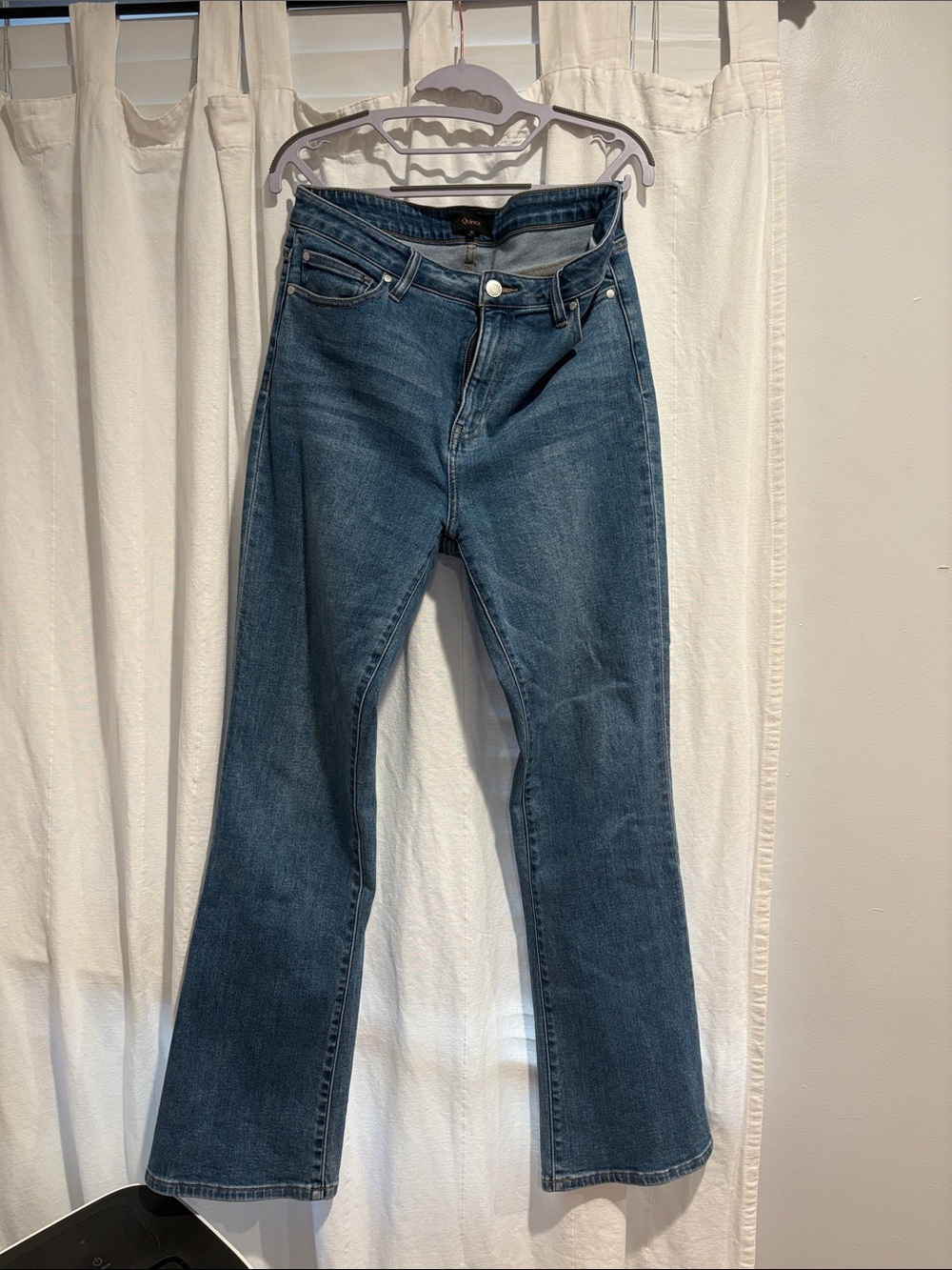 Quince Blue Denim Flare Straight Leg Jeans Women’s Timeless Size 31 Zipper Fly